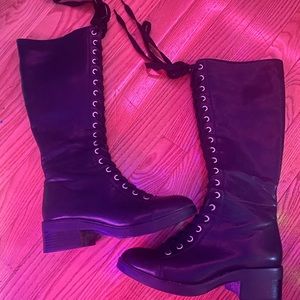2 Inch Platform Kneehigh laced Boots